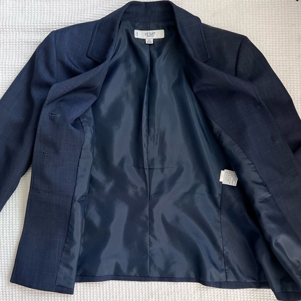Le Suit Collection Women's Navy Blue Career Work Blazer Suit Jacket Size 14P - Picture 6 of 10